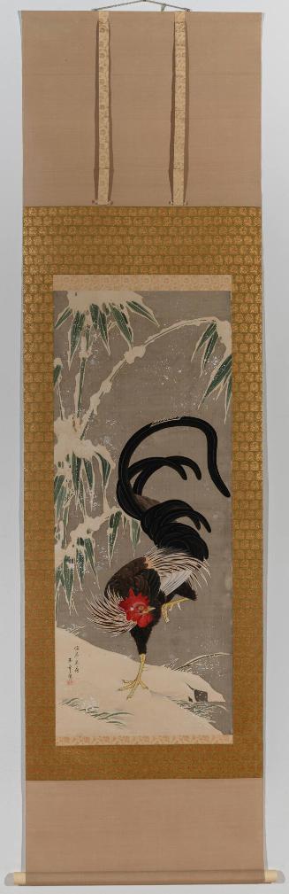Rooster and Bamboo in Snow