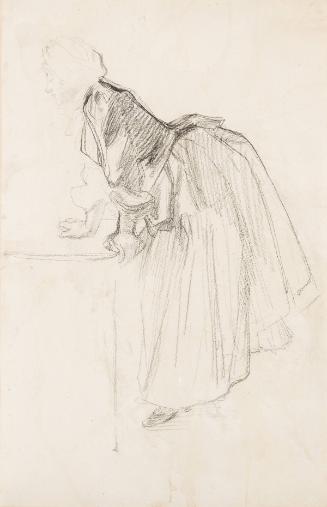 Standing Woman Leaning on a Table
