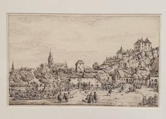 View of Pirna (East Germany) from the South with the Obertor