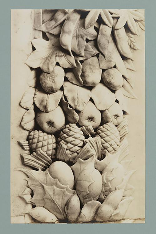 Base; Garland to observer's left; Fruits, centre