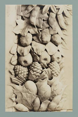 Base; Garland to observer's left; Fruits, centre