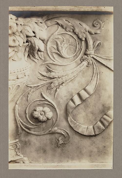 Base; Spray of foliage to right of vase