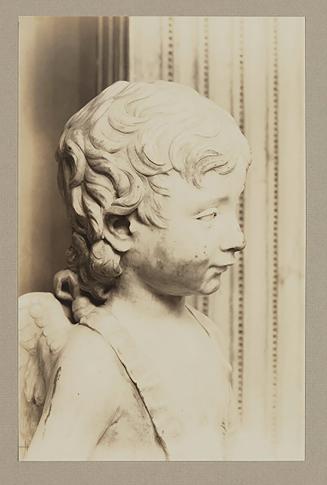 Putto at head of bier; Head, facing five sixths right