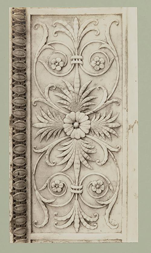 Pedestal for the urn; An oblong decorative panel