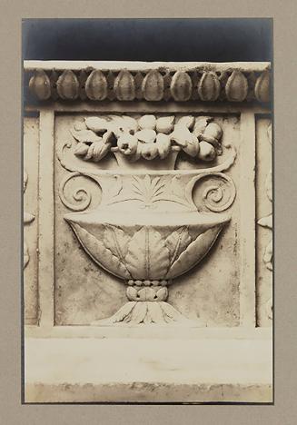 Pedestal for the urn; Square panel: vase of fruit