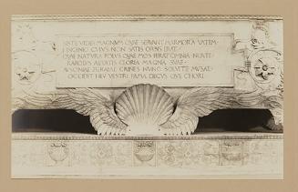 Urn; Winged shell and plate with inscription