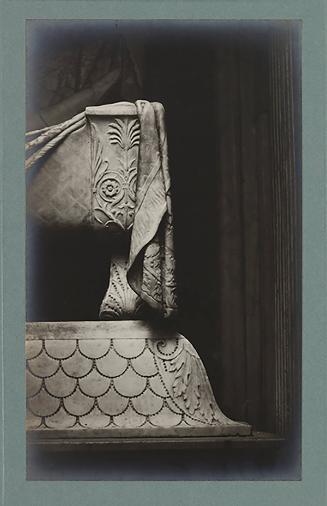 Bier; Decorative carving and drapery at the foot