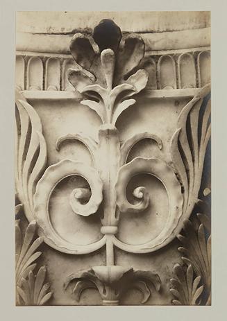 Capital of pilaster above foot of bier; Detail of ornament
