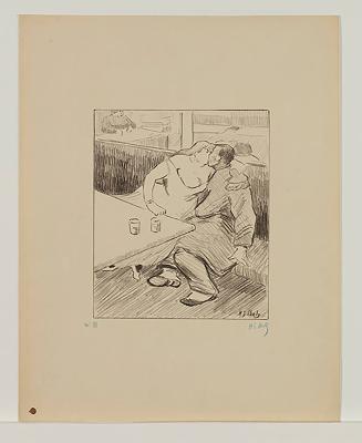(Couple Kissing in Cafe Interior), published as cover illustration for "Le 27" songsheet