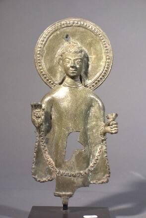 Standing Buddha Displaying Fearlessness Gesture (Abhaya mudra) with Right Hand