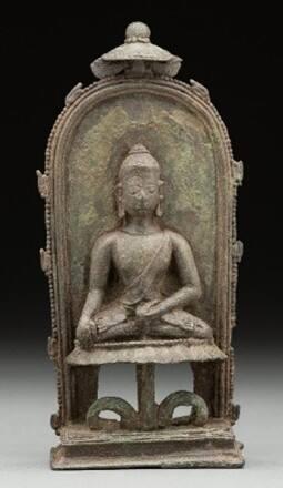 Meditating Buddha making the Earth-Touching Gesture with Right Hand
