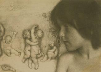 Nude Child Looking at Relief of Children Dancing