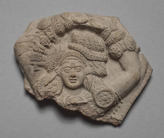 Head of Woman with Elaborate Headdress of Auspicious Symbols and Jewelry