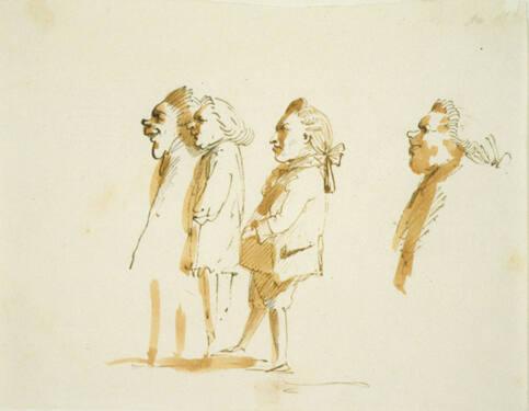 Caricature of Four Men in Profile